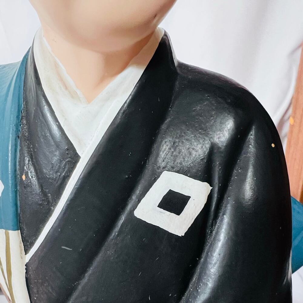 Japanese Vintage Hakata Urasaki Samurai Warrior Clay Doll Figurine with Base - Picture 12 of 16